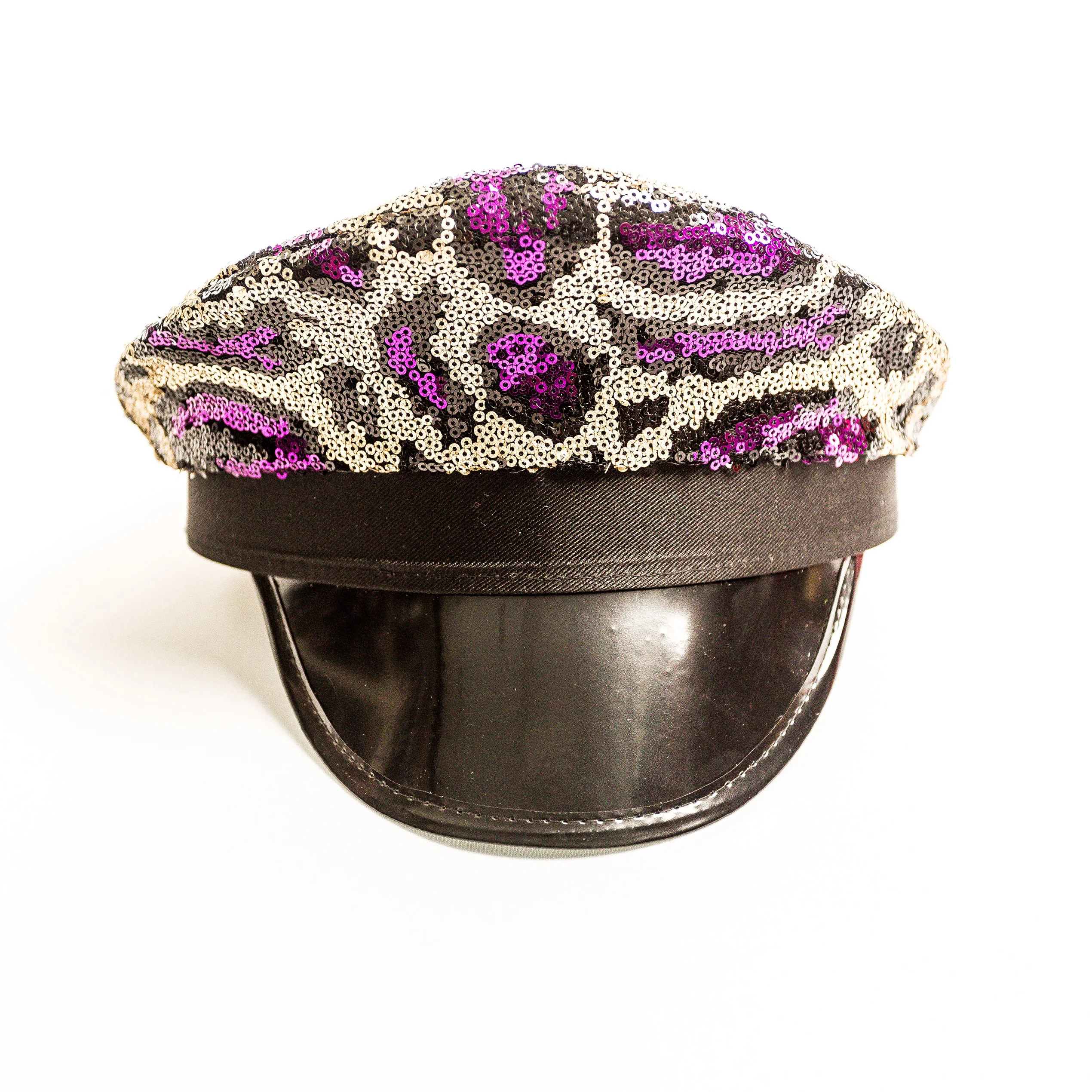 custom made wholesale purple snakeskin sequin pattern party hat