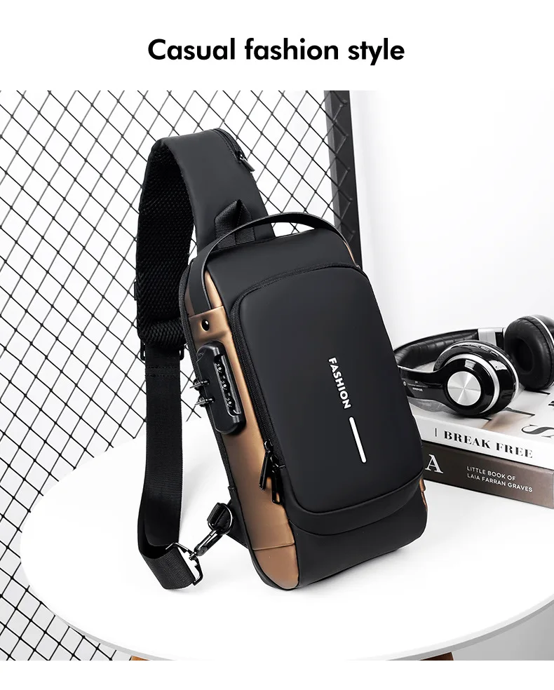 Fashion Hot Selling,Large Capacity Cross-body,Chest,shoulder Bags,backpacks Clutch Wallets With Combination Lock for Men