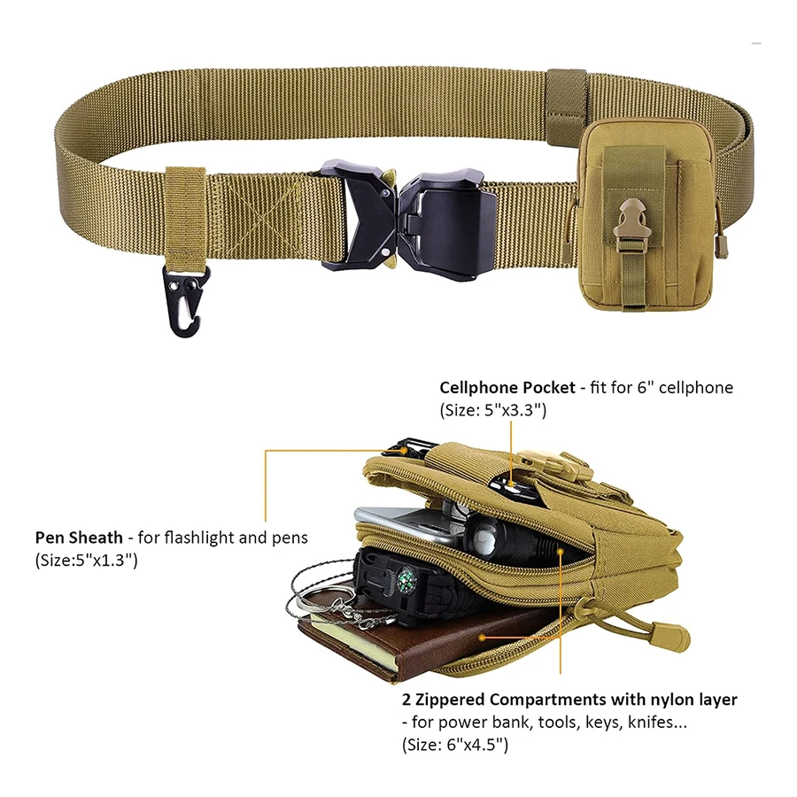 Tactical Multifunctional Wear-resistant Men Work Belt New Quick-Release Buckle Belt with Molle Pouch