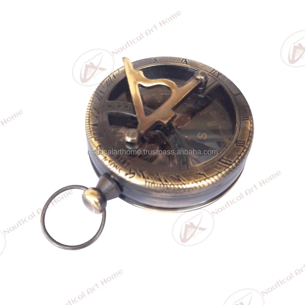 Nautical Brass Square Brunton Compass Vintage Marine Collectible Decor 