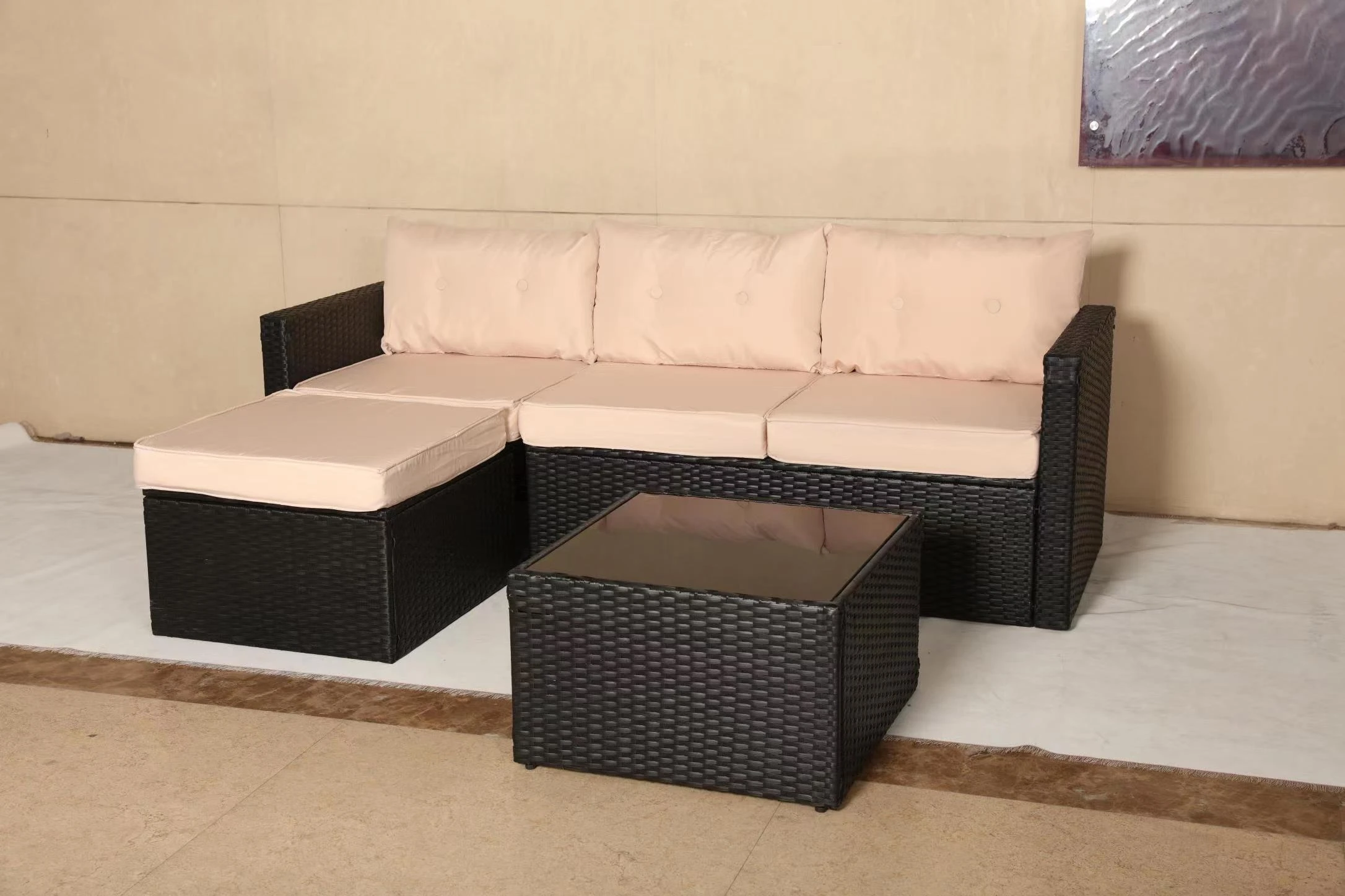 Yasn Conversation Set 6 Seat Corner Sofa Patio Outdoor Rattan Dining