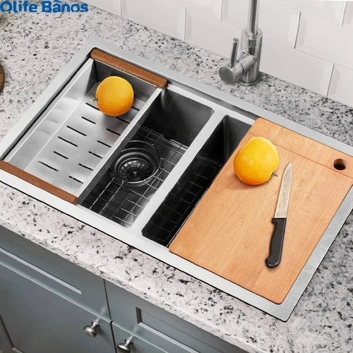 Whole Sale  CE Sus304 Stainless Steel   Rose Gold Under Mounted  Handmade Double Bowl Kitchen Sink With Accessories details