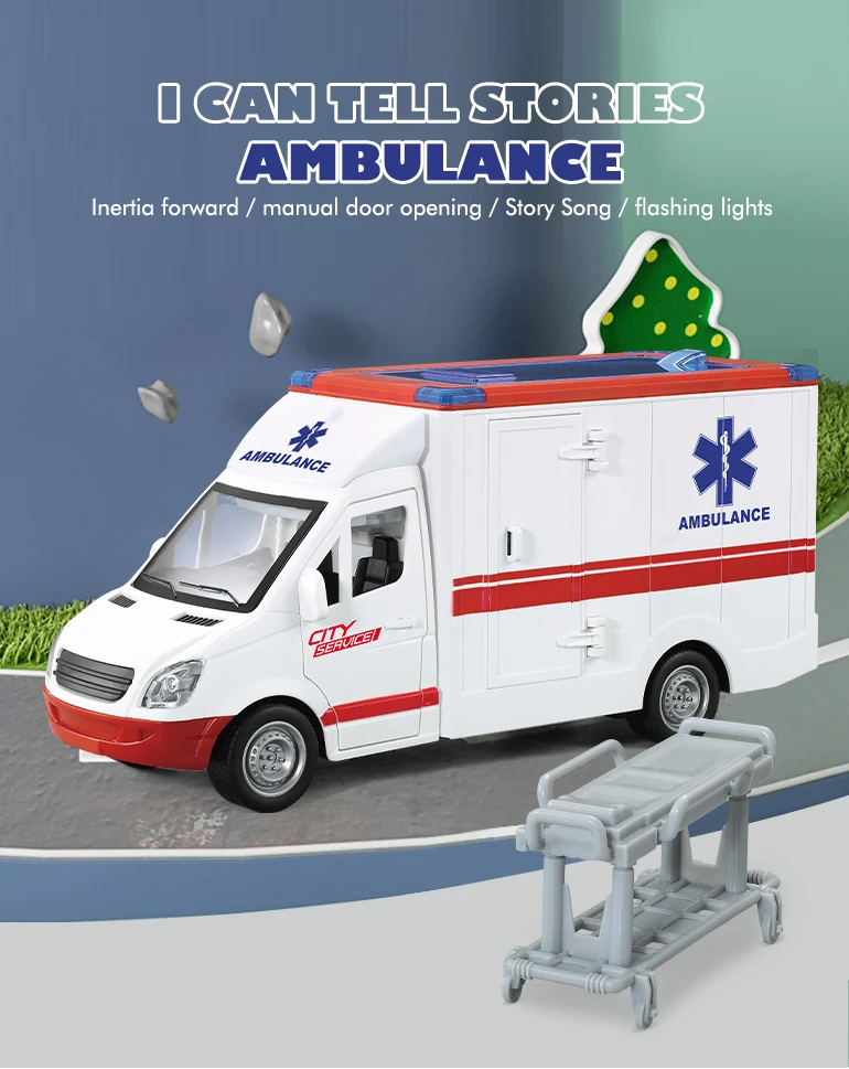 【中古】 Feel the Pain Ambulance Hot Sale 1:16 Inertial Friction Toy Ambulance - Kid Sound