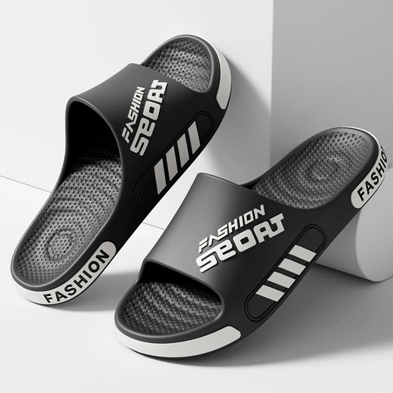 Plus Size Unisex Sports EVA Slides Cushioned Comfort Beach Slippers Slides Fashionable Mens Slippers