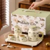 Green--one teapot with 4 cups and tray