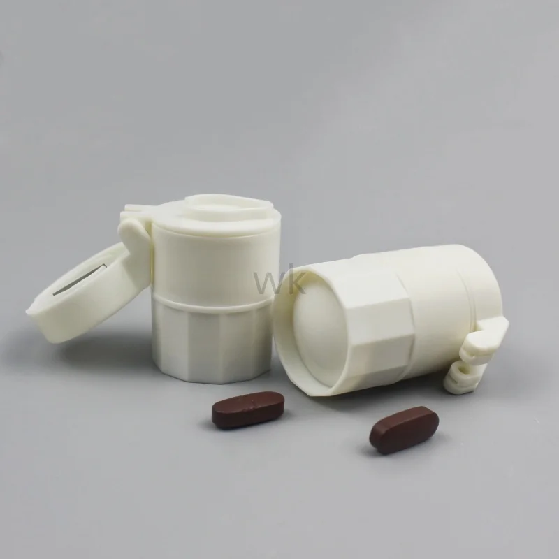 Portable Pill Packaging Multifunctional Plastic Pharmaceutical Tablet Medicine Bottle with Cuttable Screw Cap