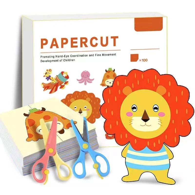 2024 DIY Paper Cutting and Origami Sets Animal Handcraft Paper Manual Materials Puzzle 3D Origami Book Sets for Kids