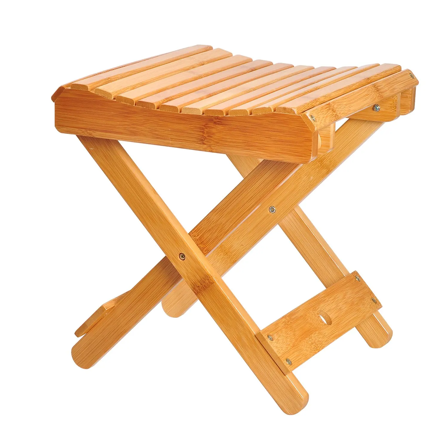 Wholesale Portable Bamboo Folding Stool Foldable Foot Step Stool for Bathroom Showers Saunas Fishing