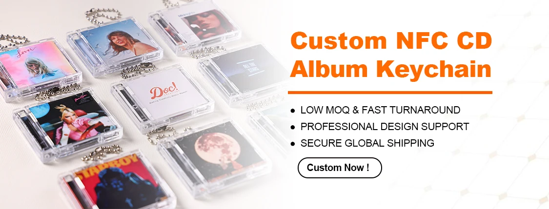 Personalized Gift Custom Play Your Favorite Music Mini Album CD Keychain with NFC manufacture