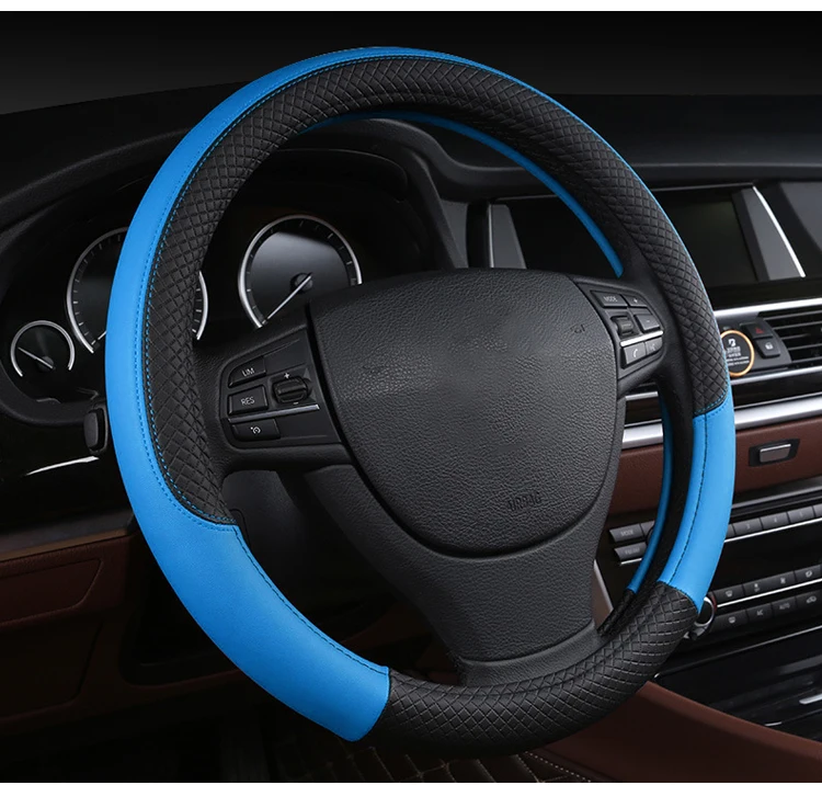 Car Steering Wheel Sport Splicing Diamond PU Leather Hand Wheel Cover Universal Steering Wheel Cover Interior Accessories