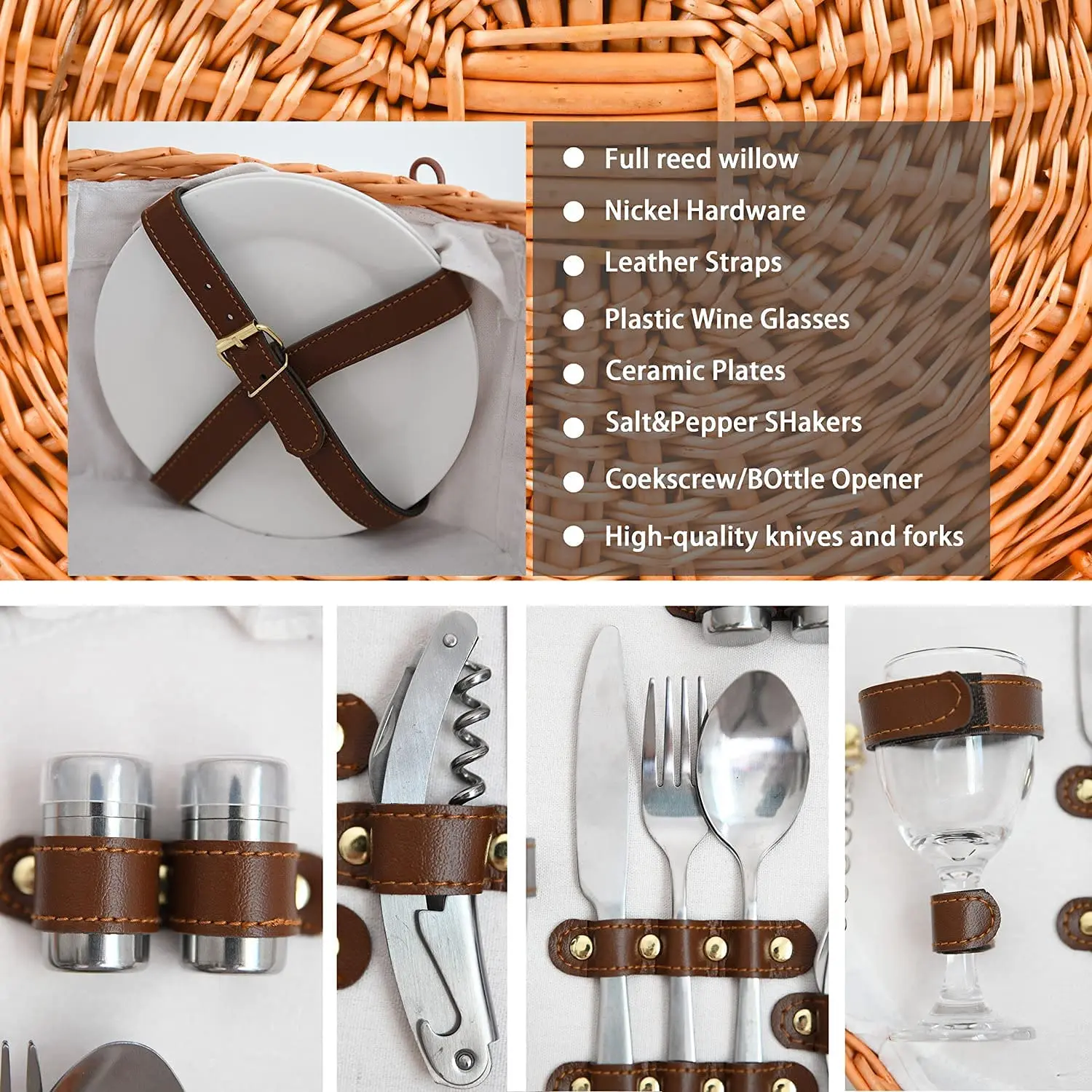 Mini Heart Shaped Holiday White Rattan Wicker Seagrass Woodchip Picnic