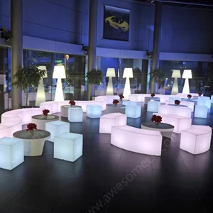 Wedding Party Event  Square Stool Set LED Lighting Luminous Multi-color Portable Light-up Cube Chairs