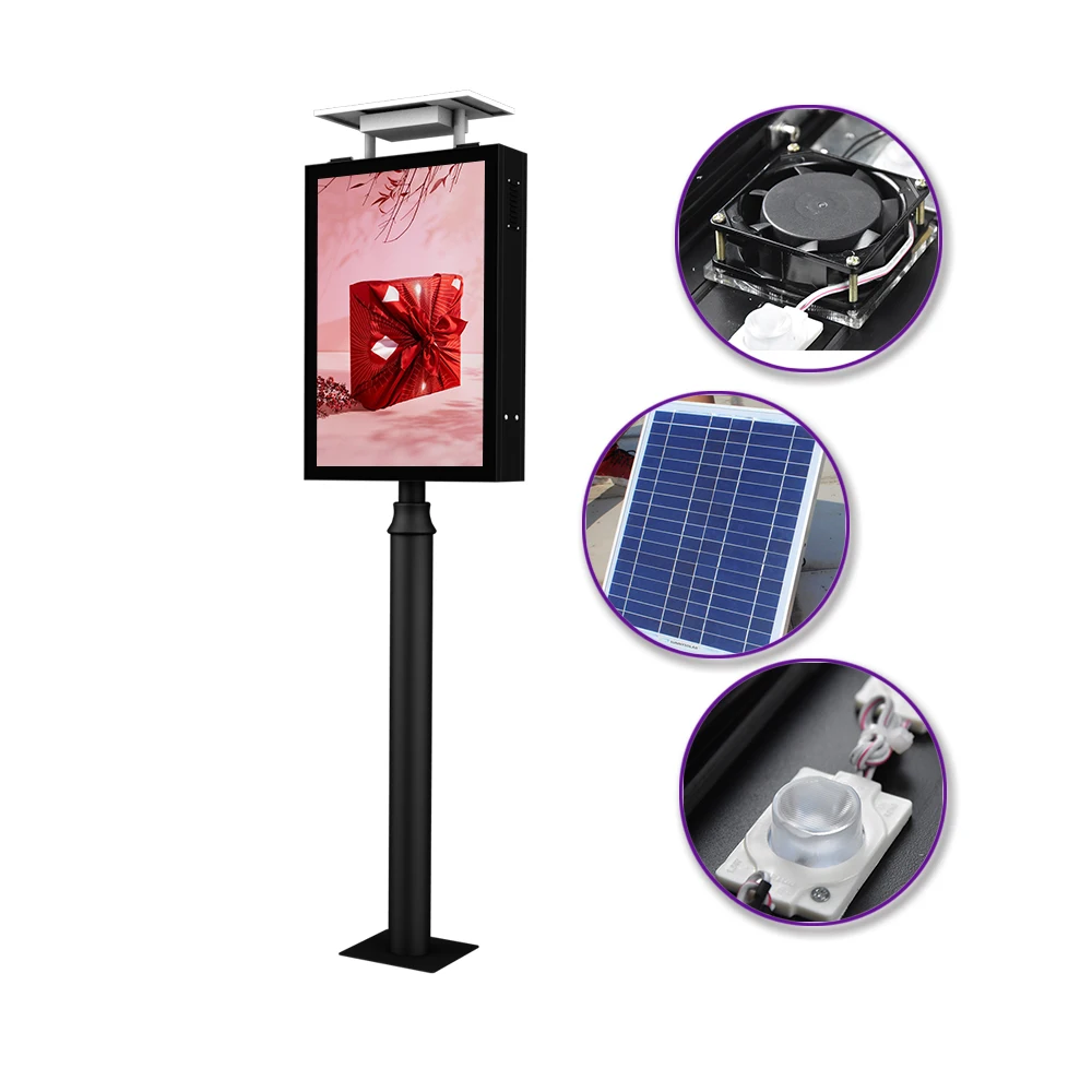 Double Side Standing Advertisement Board for Road Solar System Illuminated Sign for Street