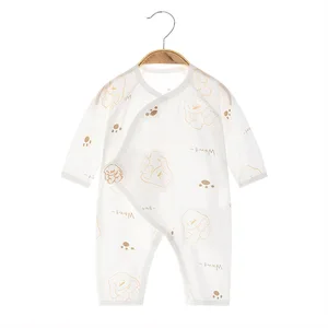 Summer Newborn One-Piece Casual Baby Clothing Pure Cotton Thin Seamless Long Sleeve Air Conditioning Suit Featuring Cute Cartoon