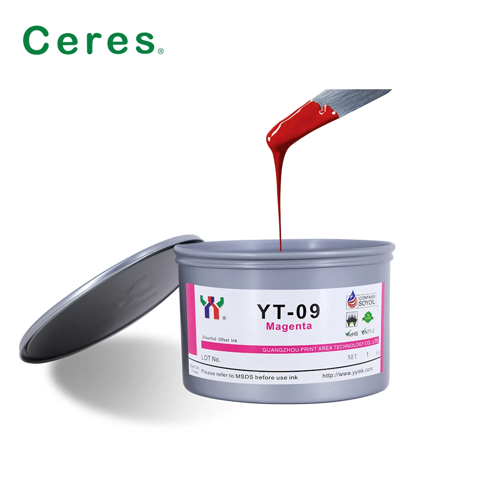 Ceres High Gloss YT-09 Soy Bean Offset Printing Ink with Friction and Heat Resistance for Paper Air Drying