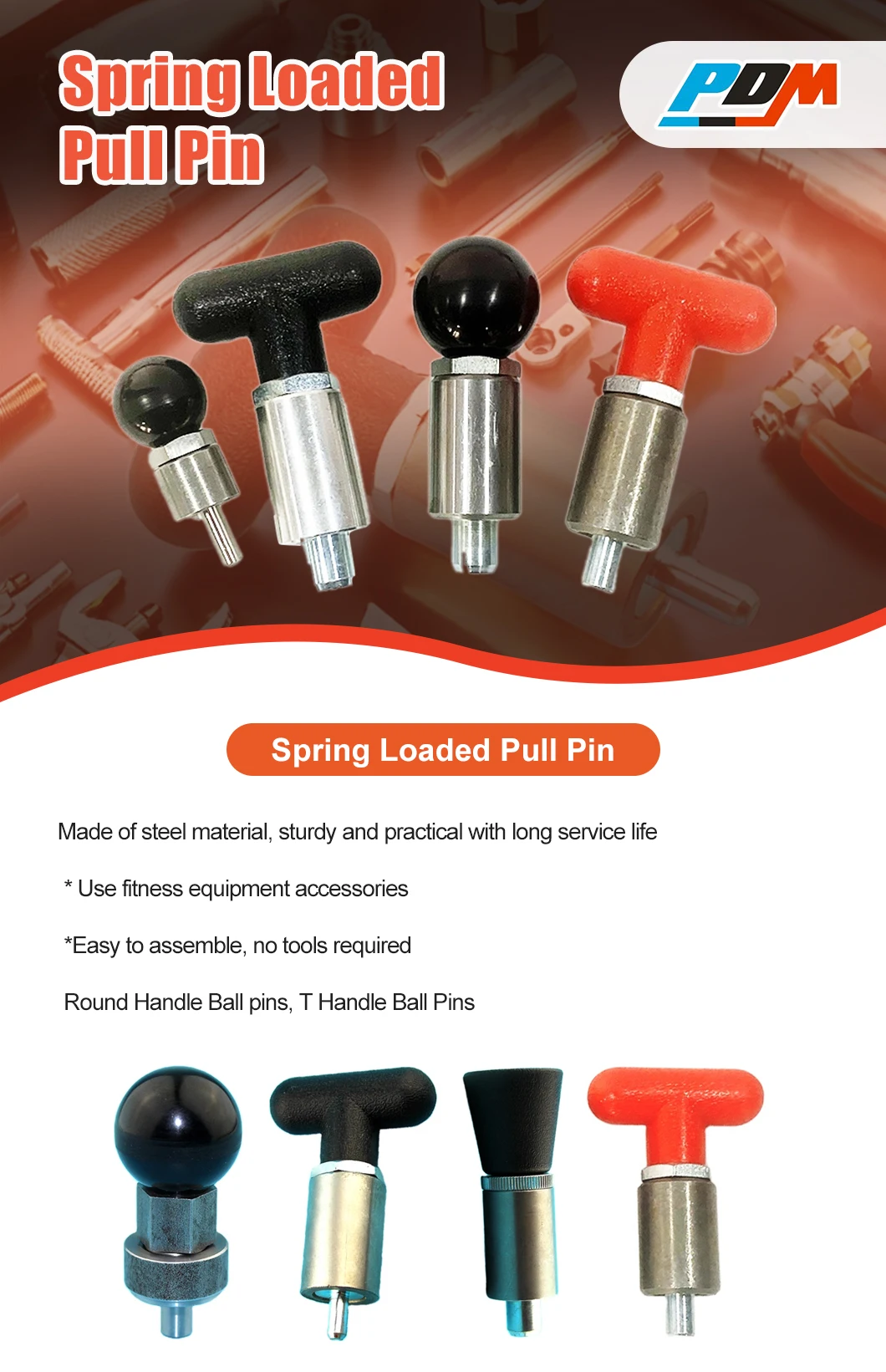 T-handle Weld-Mount Retractable Spring Plungers by PDM