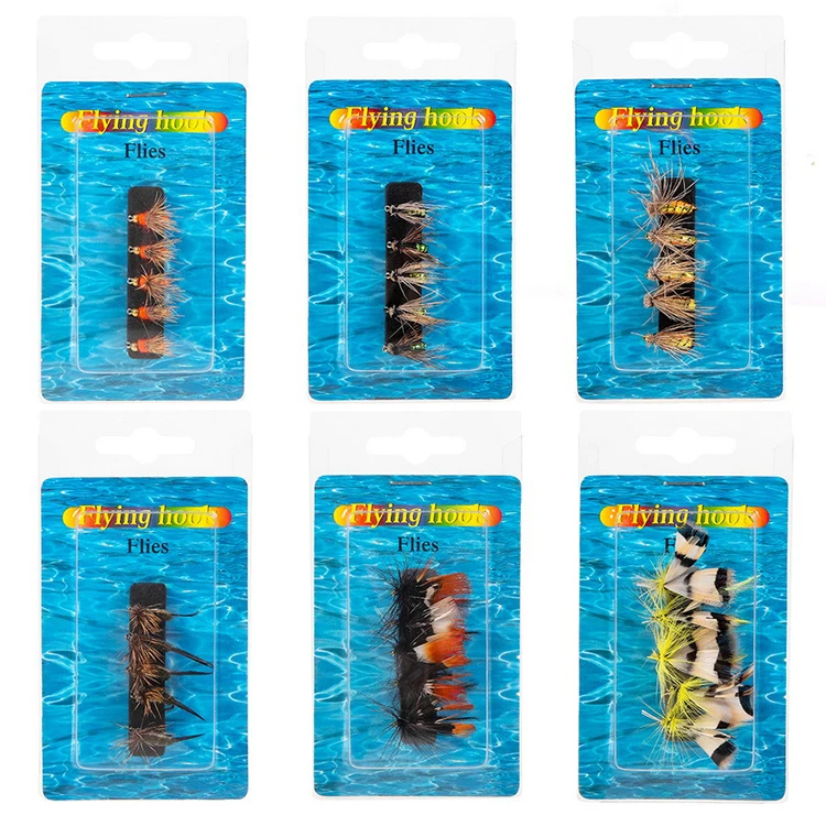 Newmajor 55pcs Feather Fly Fishing Hook Horse Mouth Simulation Fish
