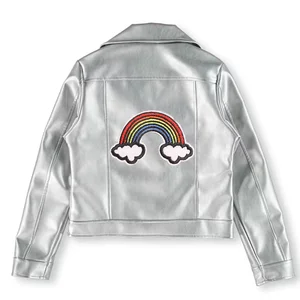 Patchwork Customization Leather Jacket Custom Kids Jacket Girls Metallic Jacket