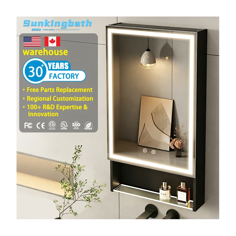 Modern Bathroom Vanities  Light Wall Mounted Water Proof Led Bathroom Cabinet Led Mirror Cabinet for Hotel and Apartment