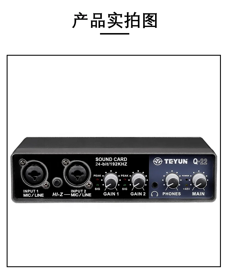 TEYUN Q22 Professional Audio USB Sound Card High Quality Computer Drive with Free Microphone for Live Recording