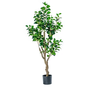 Wholesale Artificial Plastic Green Ficus Leaves Plants Trees Bonsai