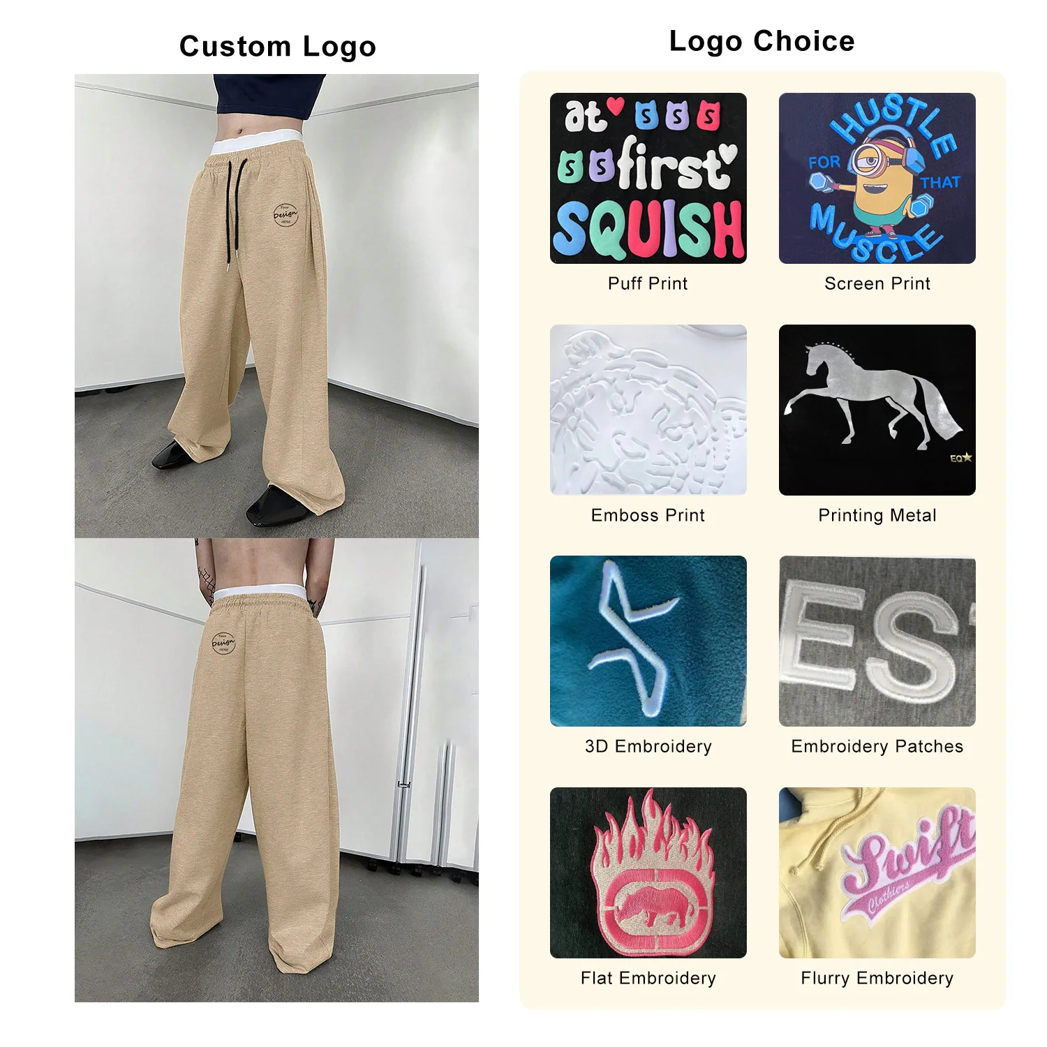 Men’s Bell Bottoms Pant Wide Leg Pants Drawstring Waist Baggy Flare Pants With Pockets Trousers Screen Print Logo