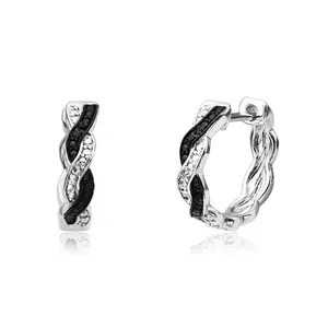 Keiyue Classic Vintage Black and White Hoop Earrings Creative Design Hoop Earrings for Party and Gift Jewelry