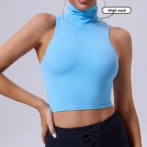 Manufacturer Biodegradable Custom Logo Women Yoga Tank Top Recycled Women High Neck Sleeveless Tight Running Fitness Tank Top