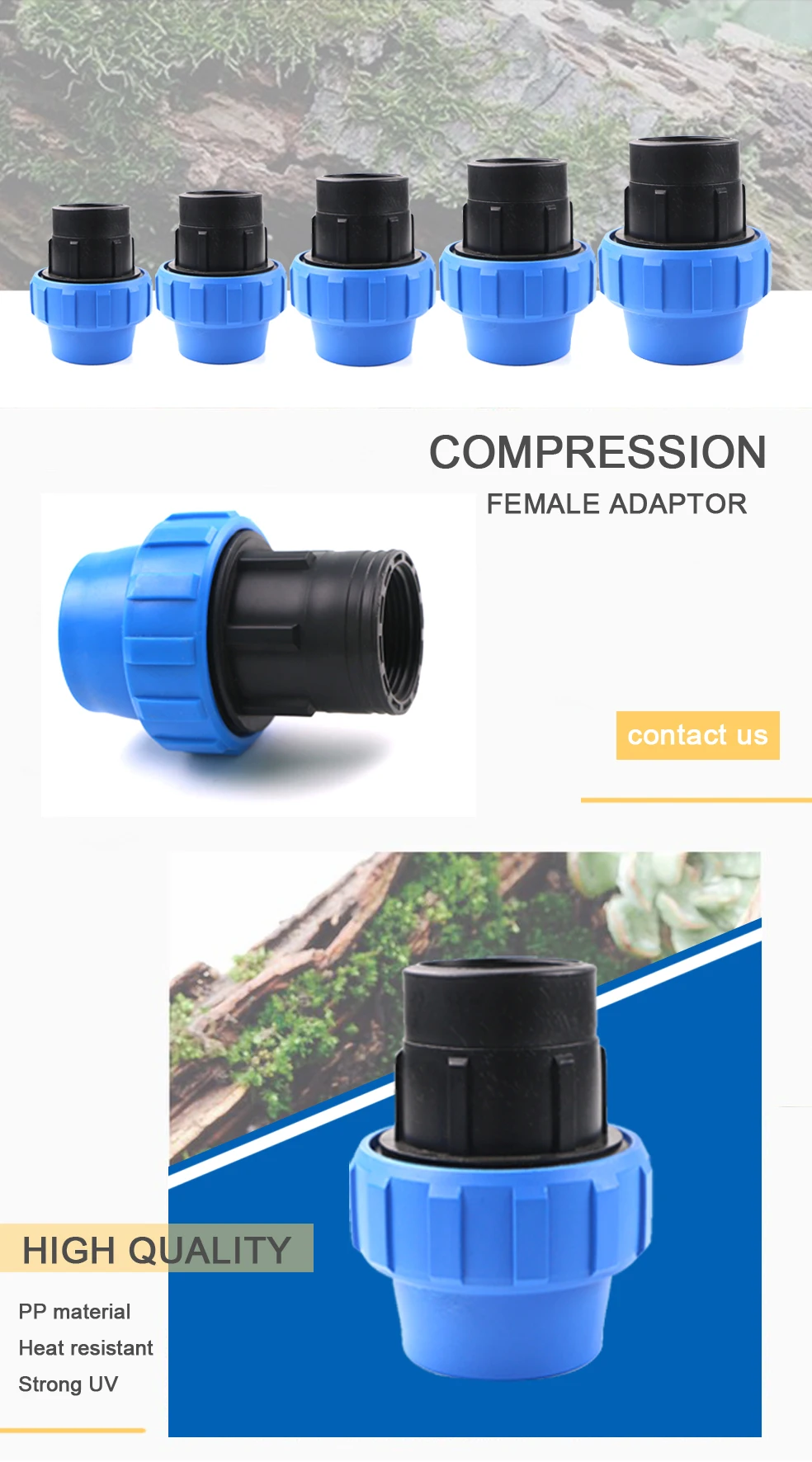 LDPE HDPE Pipe PN16 Irrigation Accessories  Female Adaptor for Irrigation System