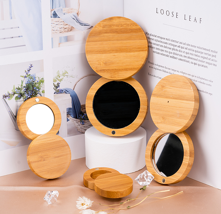 
Empty Cosmetic Packaging Bamboo Magnetic Makeup Case Organic Bamboo Eye Shadow Case 