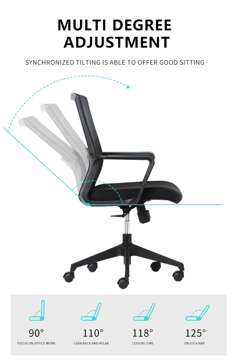 High Back Swivel Luxury Manager Boss Black Office Chair Mesh Staff Task Ergonomic Computer Desk Mesh Office Chair factory