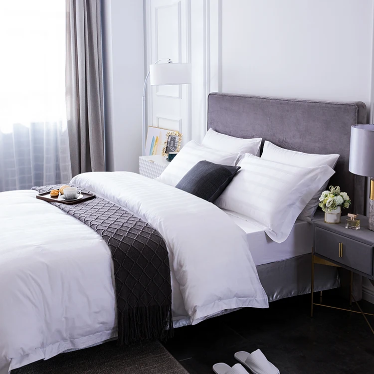 Hotel New Project Opening Demand White Duvet Cover 100 % Cotton Material Bed Sheet Pillow Case Linen Products