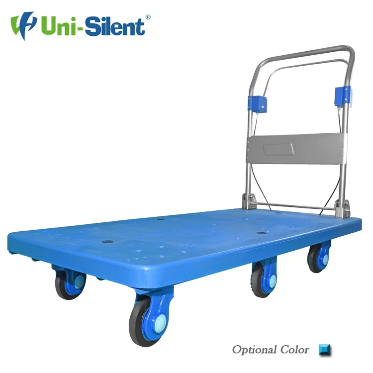 Flat Hand Trolley Folded Cart Foldable Hand Platform Cart Movable Trolley Industrial Trolley Mute Push Cart With Brake
