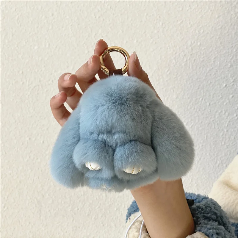 CHMIING Bunny Keychain Soft Cute Rex Rabbit Fur Keychain Car Handbag Keyring  at  Women's Clothing store