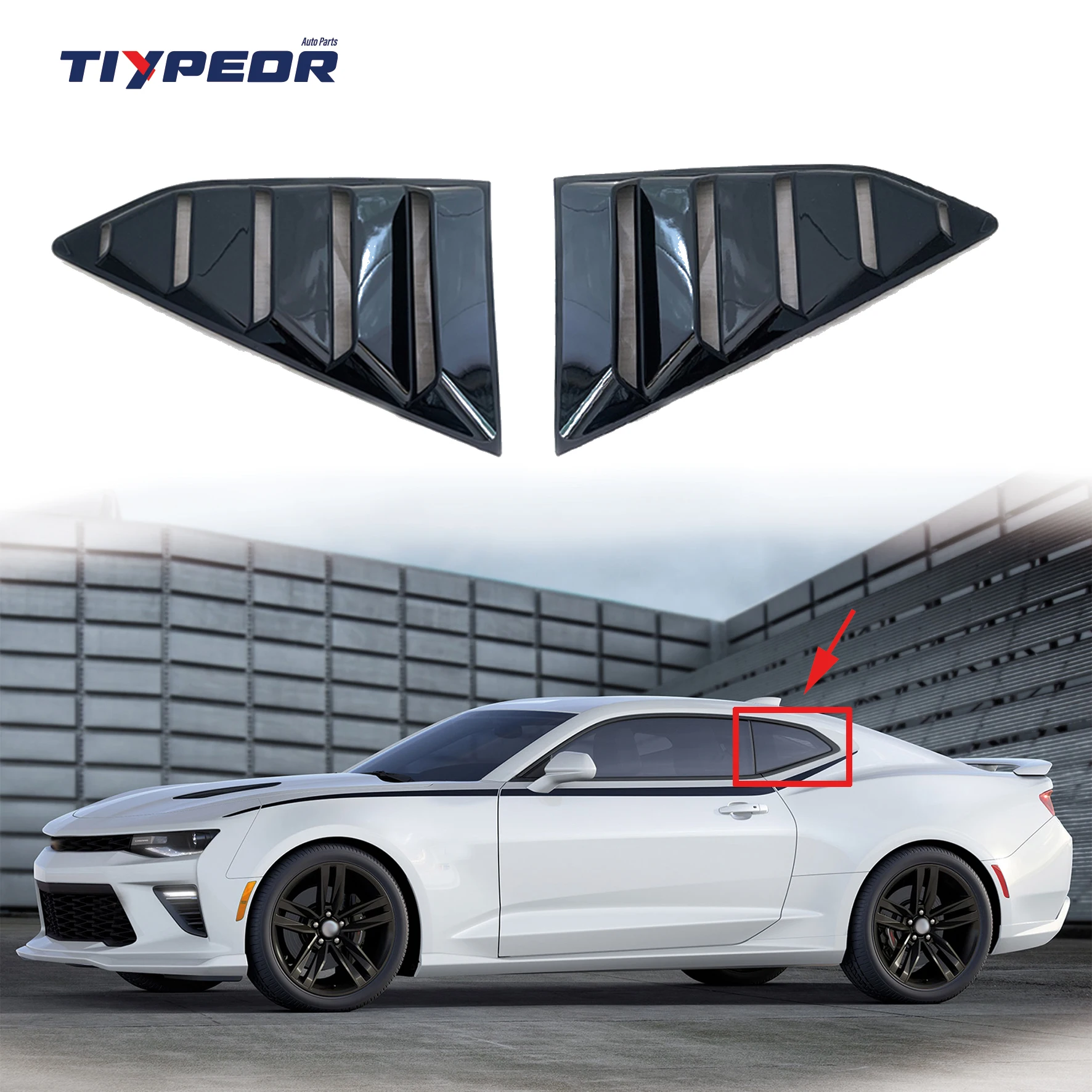 product glossy black window louvers quarter air vent cover trim fit for chevy camaro 2016   2022 2015 2017 2018 2019 2021-5