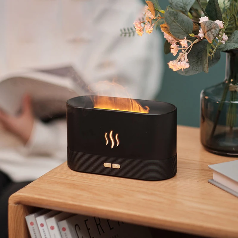 Flame Diffuser Humidifier Support Essential Oils Fire Flame Effect LED Light Ultrasonic USB Air Humidifier Fire Aroma Diffuser