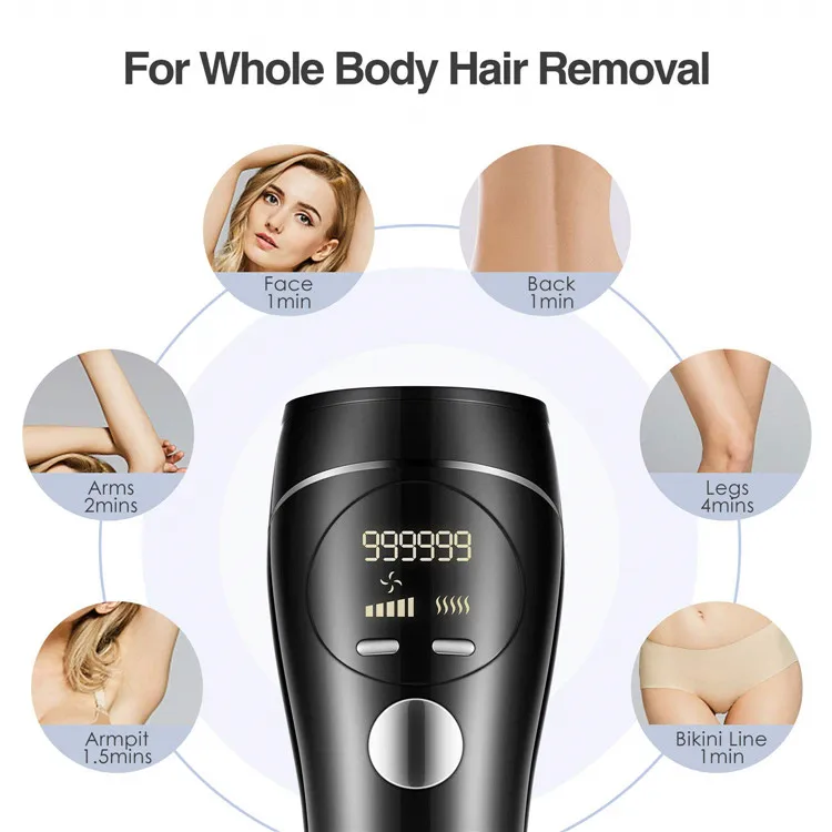 IPL Hair Removal for Women Men - Upgrade to 999,999 Flashes,Facial and Body Painless Permanent Hair Remover Device for Home Use