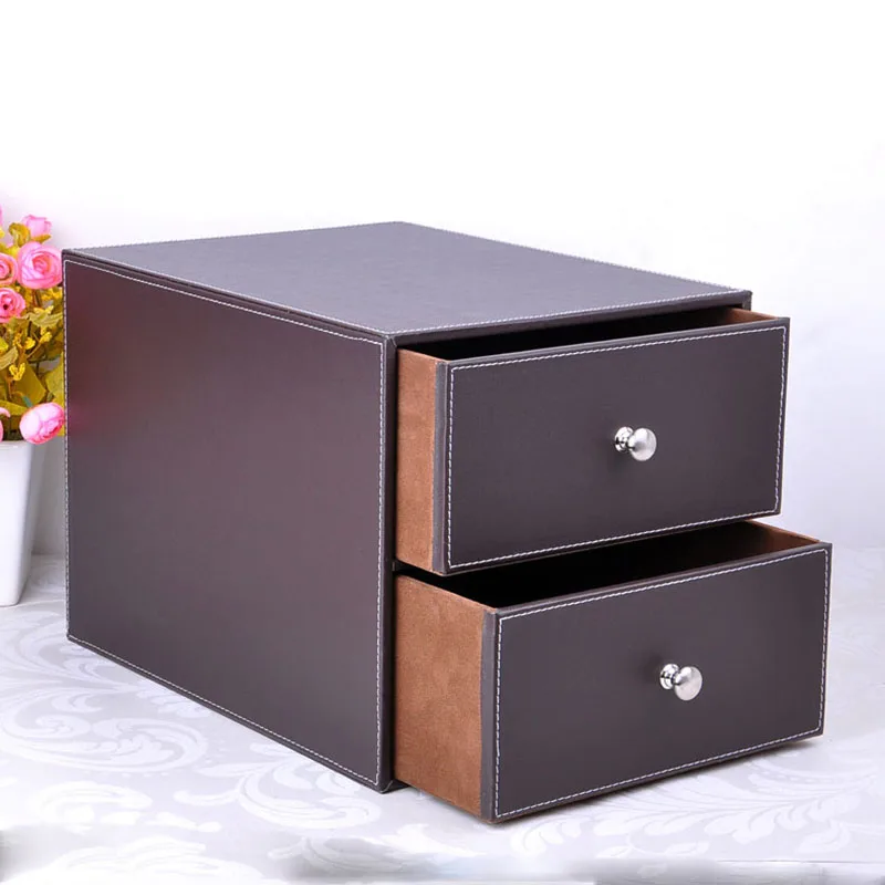 
 Кожаная настольная коробка для хранения всякой всячины, ящик для хранения офисных документов, шкафчик для хранения, настольная полка  