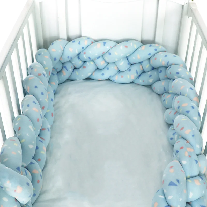 Newborn Baby Bed Crib Bumper Hand Woven Nursery Soft Knot Braided Indoor Decor 4 Stranded Bumper