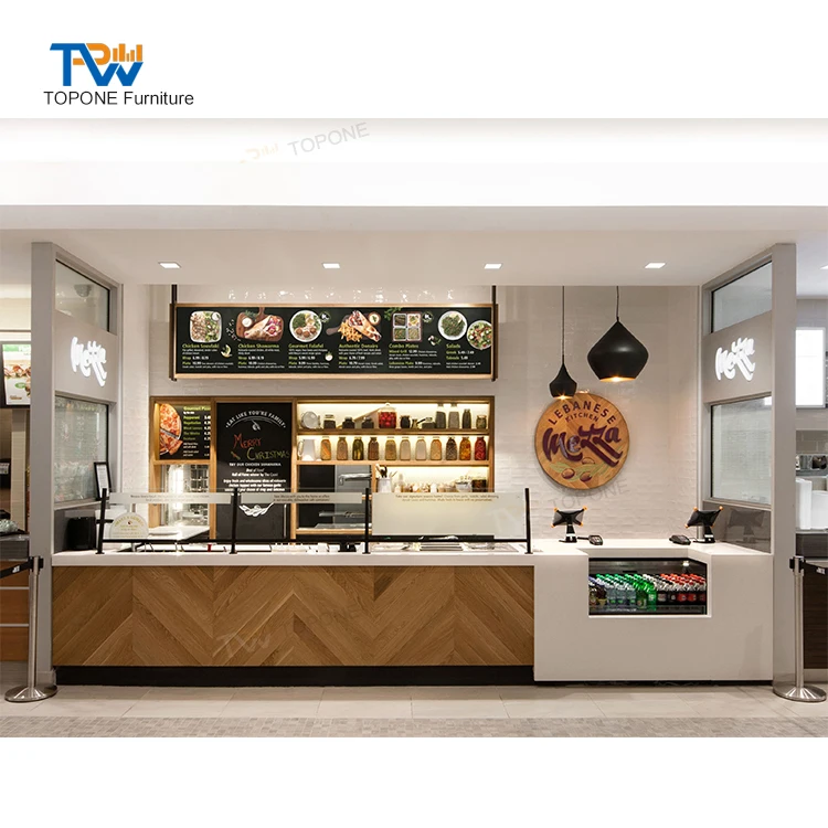 Ice Cream Bar Counter Customized Display Cabinet Cafe Bar Station Fashion Glass Showcase Coffee Kiosk for  Shop Mall