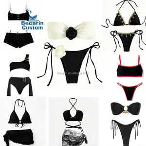 OEM Swimwear & Beachwear Manufacturer High Quality Women's Bikini Solid Swimsuits Nylon Bathing Suit Custom Logo Micro Bikinis