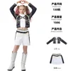 2-piece black and gold stage outfit with printed design