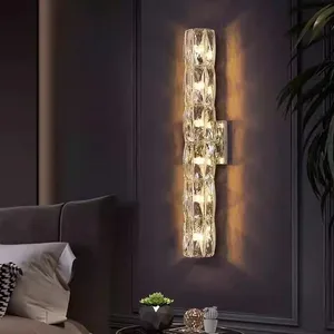 Contemporary LED Wall Lamp Gold Chrome Stainless Steel Crystal Warm White for Interior Home Hotel Villa Decor Wall Sconce