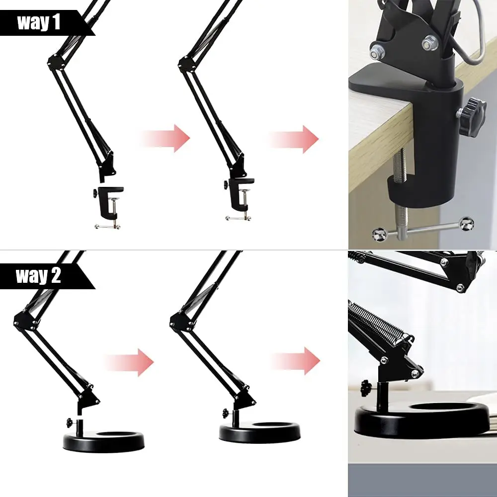 Adjustable Swing Arm LED Magnifier Desk Lamp USB Clip-on Table Lamp Magnifying Glass Light with Clamp Magnifying Lamp