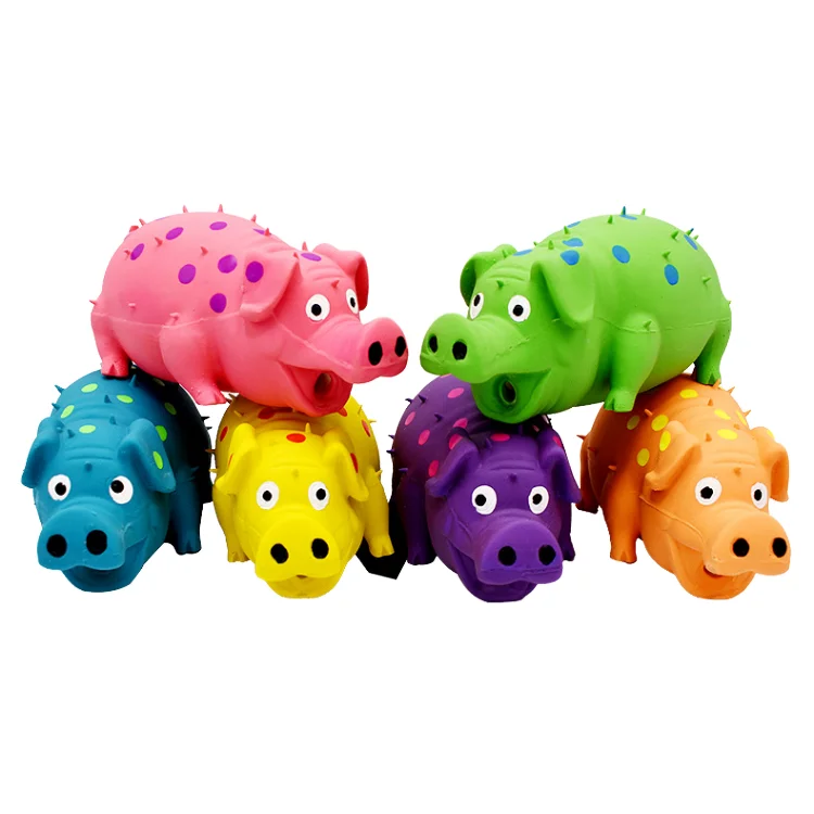 2026 Best Selling Pet Products Squeaky Chew Pet Toys Latex Grunting Dog Toys Polka Dot Pig Manufacturer
