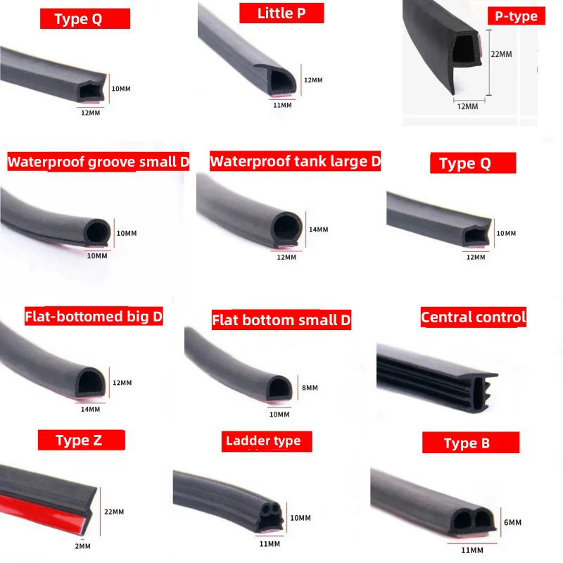 P Z D B Type Car Door Seal weather stripping Door Rubber Seal Strip Car Sound Insulation Rubber Sealing For Car Rubber