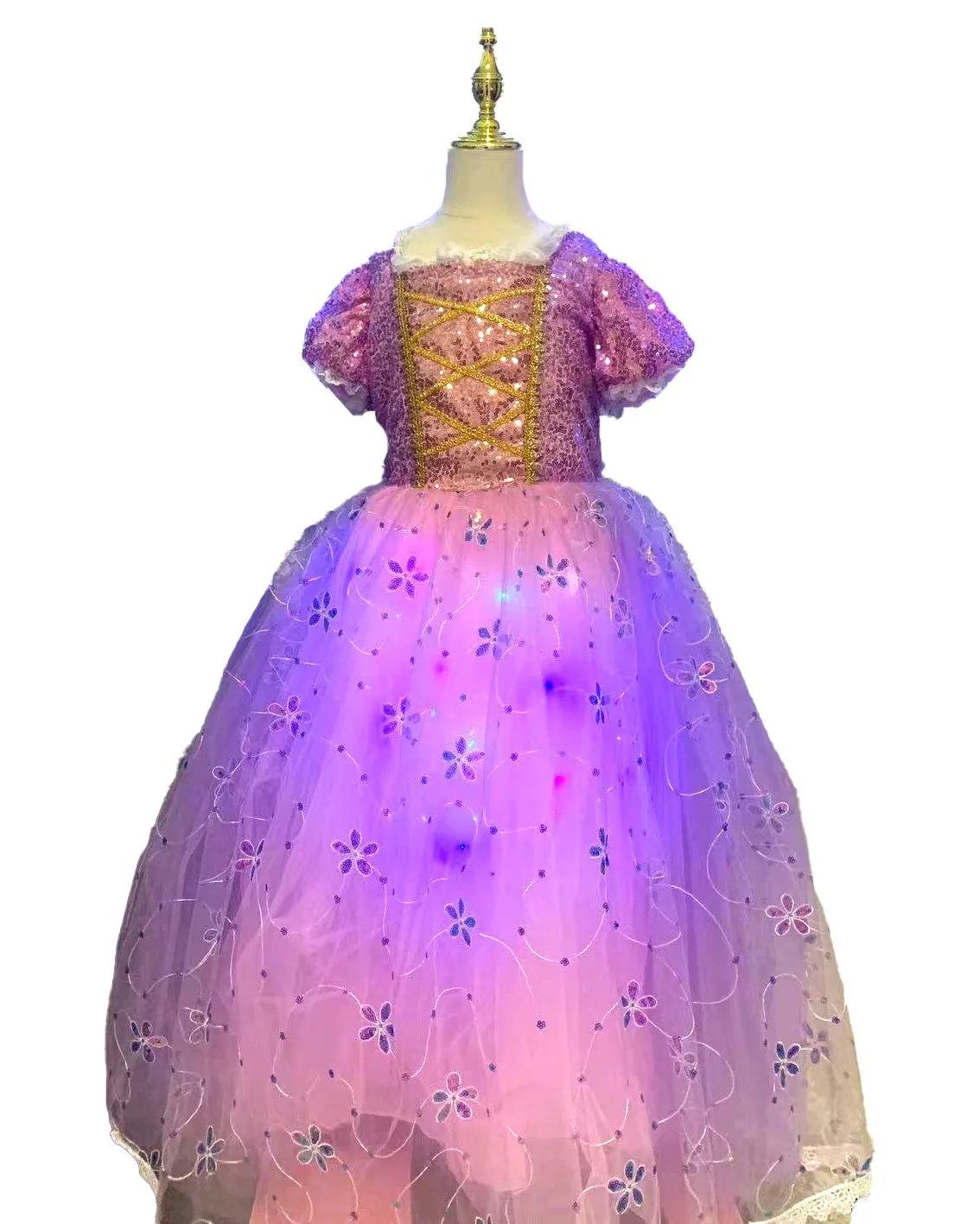 2024 Light up Princess Costume for Little Girls Halloween Birthday Party Outfit Cosplay Dress up for Kid