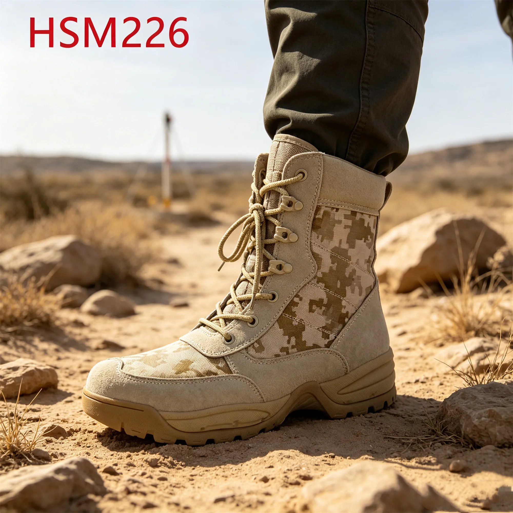 ZYF,Camping Trips Size Zipper Design Camouflage Hua Singh Combat Boots Anti-impact EVA+rubber Sole Men Leather Boots HSM226