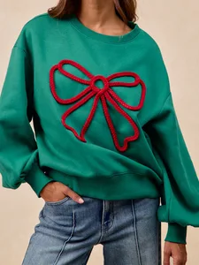 Cross-border Autumn Breathable Eco-Friendly Neck Bow Rope Loose Casual Long Sleeve Button-Up Collar Women's