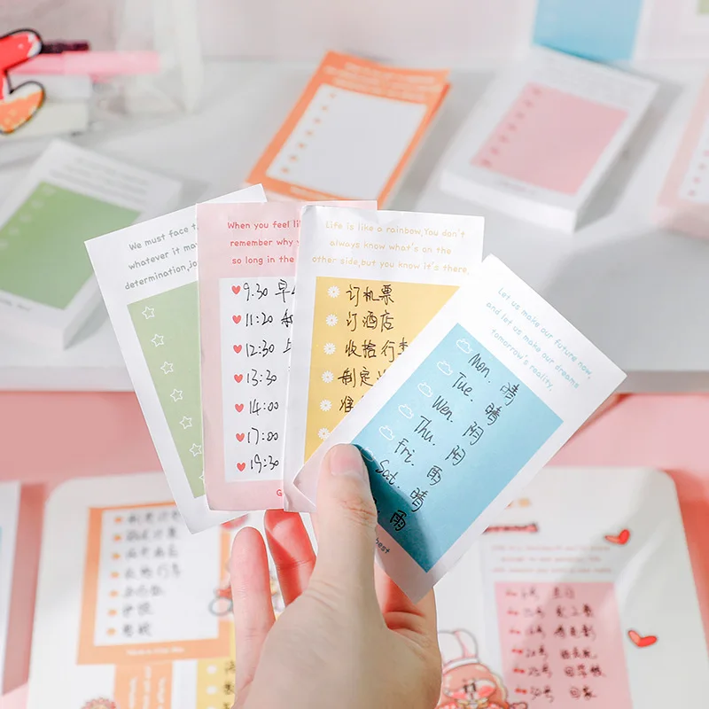2 Pack cute cartoon auto-Stick Sticky Notes Memo Pad per bambini bambini adulti studenti Home Office School stile casuale 